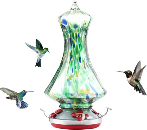 Hw Hugeway Intl Glass Hummingbird Feeders For Outdoors Hanging Unique Hand Blown