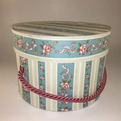 Hat Box In Pink Roses Fabric Large Decorative Fabric Covered Etsy