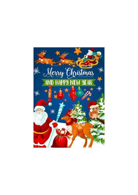 Christmas Santa sleigh with gift greeting card 13689365 Vector Art at ...