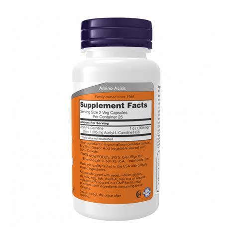 L Now Foods Acetyl L Carnitine Mg Vcaps