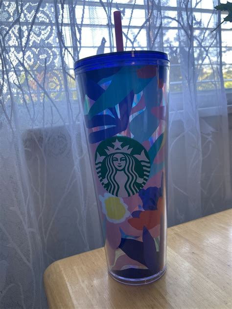 Starbucks Floral 2021 Venti 24 Oz Cold Tumbler With Pink Straw Nwt Ebay