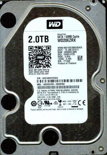WD20EZRX-00D8PB0 DCM: HHNNHTJMH, WD SATA 2TB WCC4 JAN 2018 | eBay