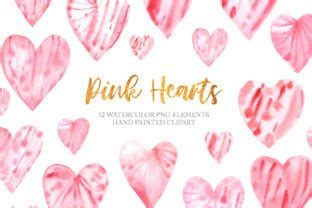 Watercolor Pink Valentine Day Hearts PNG Graphic By Larysa Zabrotskaya