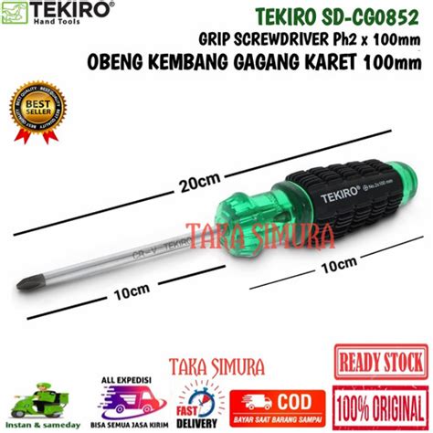 Jual TEKIRO OBENG PLUS PH2 X 100 Mm GAGANG KARET HIJAU PLES