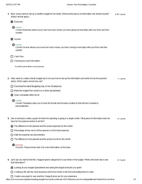 Coursera Budgeting Quiz: Assess Your Knowledge v3.0 - Studocu