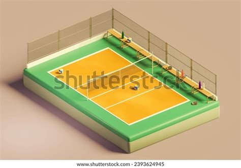 3d Isometric Render Volleyball Court Net ภาพประกอบสต็อก 2393624945