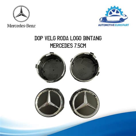 Jual Dop Roda Tutupan Velg Logo Bintang Mercy Hitam 7 5 CM Mercedes