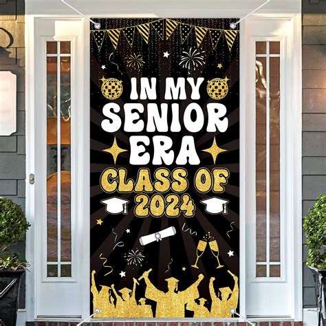 Black And Gold Graduation Decorations 2024 Door Banner 6x29ft