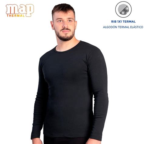 Camiseta termal hombre rib algodón elastico Map