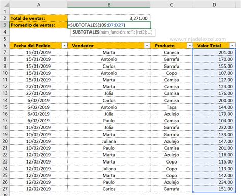 Función SUBTOTALES en Excel Aprende Paso a Paso Ninja del Excel