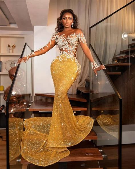 Wedding Gold Prom Dress Mermaid Gold Wedding Gown With Tail Wedding