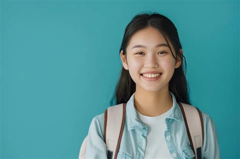 Premium Photo Japanese Student Smiling Isolated On Solid Background