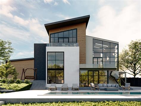 realistic architectural  rendering  exterior house home building