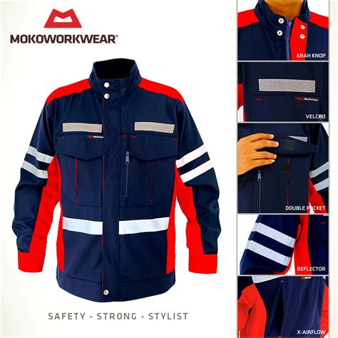 Jual JAKET WEARPACK PREMIUM MOKO WORKWEAR RED NAVY Indonesia Shopee