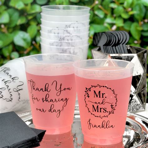 Ounce Frosted Shatterproof Wedding Cups Personalizes With Here To