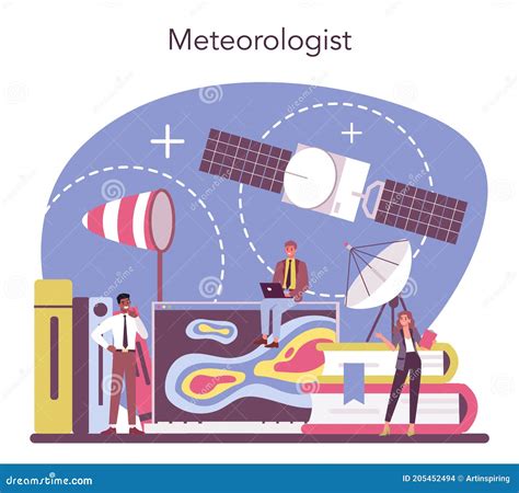 Meteorologist Concept. Weather Forecaster Studying and Researching