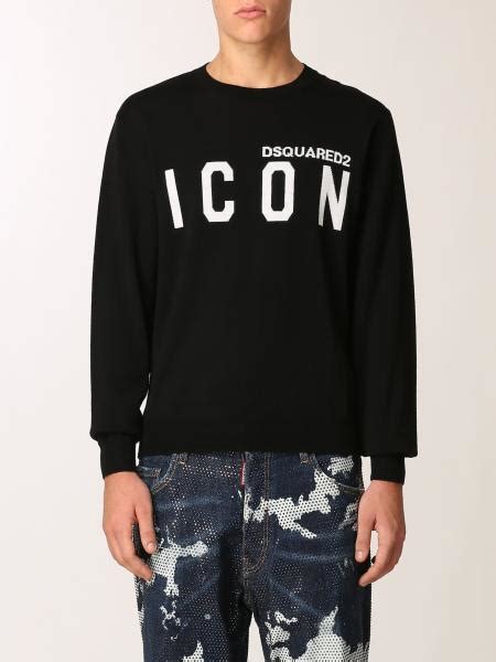 Dsquared2 Jumper In Wool With Logo Black Dsquared2 Jumper