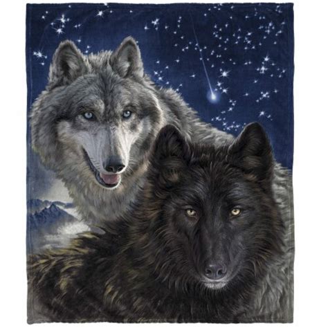 Dawhud Direct Star Wolf Fleece Blanket 50 x60 - Super Soft Plush Throw, 50" x 60" - QFC