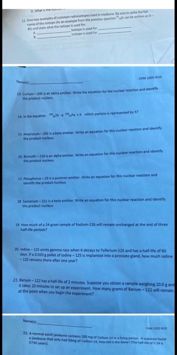 Solved 12. Gwe two examples of common radioisotopes used in | Chegg.com