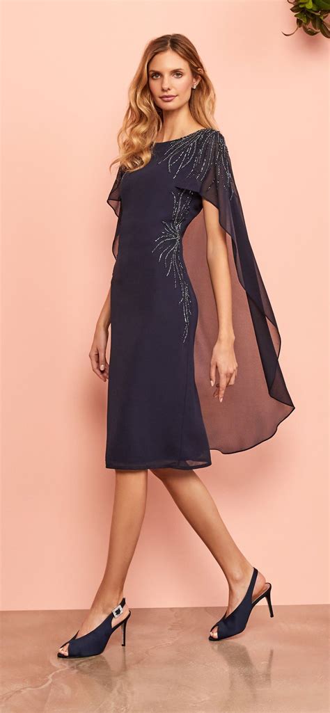 Adrianna Papell Sheer Cape Dress With Beaded Accents Dresses Cape