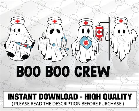 Nurse Halloween Boo Boo Crew Svg Cute Ghost Nurse Svg Spooky Nurse