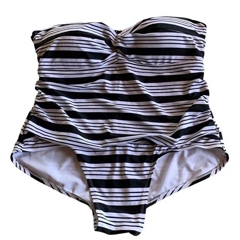 Catalina Strapless One Piece Bathing Suit Black White… Gem