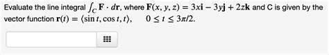 Solved Evaluate The Line Integral ∫c﻿f Dr ﻿where