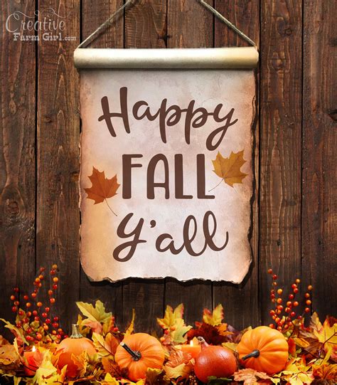 Happy Fall Yall Sign Rustic Scroll Sign Creative Farm Girl