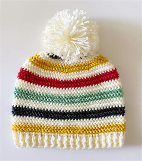 Crochet Vintage Stripes Beanie Daisy Farm Crafts