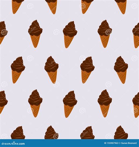 Seamless Pattern Ice Cream Cones Desertschocolate Soft Cream Vector