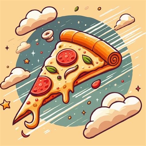 Premium Vector Flying Slice Of Pizza Cartoon Vector Illustration Fast