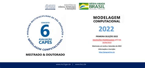 Inscrições para o Programa de Pós graduação em Modelagem Computacional