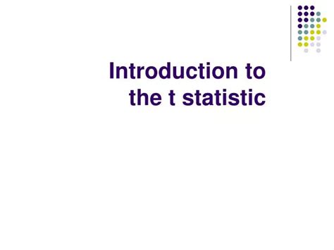 Ppt Introduction To The T Statistic Powerpoint Presentation Free