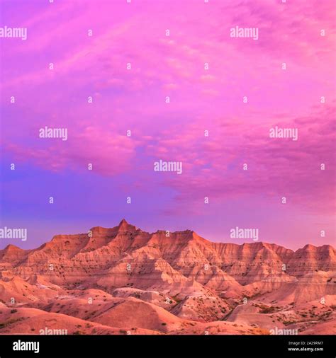 Sunrise Over The Yellow Mounds Area Of Badlands National Park Near Wall