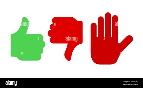 Thumb Up Thumbs Down Stop Gesture Flat Vector Illustration Isolated