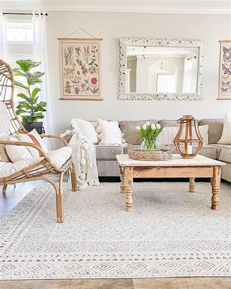 White Modern Farmhouse Inspired Boho Living Room Soul Lane