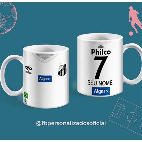 Caneca Personalizada Time De Futebol Santos Seu Nome Shopee Brasil