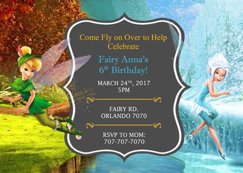 Fairy Birthday Invitation Tinkerbell Fairy Invitation Etsy