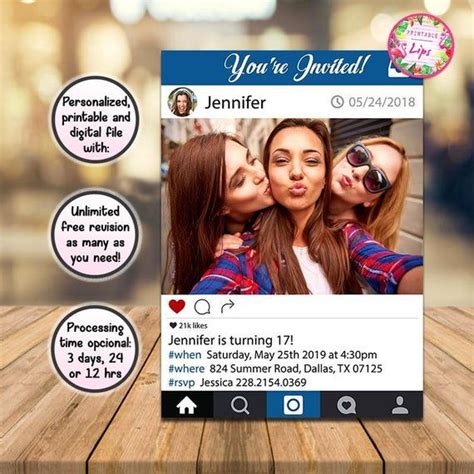 Instagram Invitation Instagram Birthday Party Invite Social Media