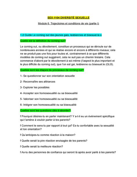 Sex 1104 Module 6 Point 1 Sex 1104 DiversitÉ Sexuelle Module 6 Trajectoires Et Conditions De