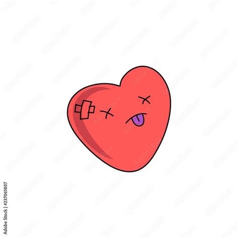 Sad unhealthy sick heart with. Vector modern style cartoon character ...