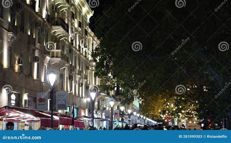 Baku, Azerbaijan. Nizami Street at Night, Popular Pedestrian Area in ...