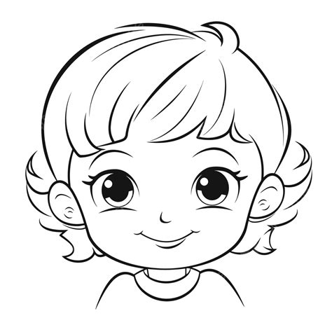 Enfant En Bas âge Visage Coloriage Contour Croquis Dessin Vecteur PNG