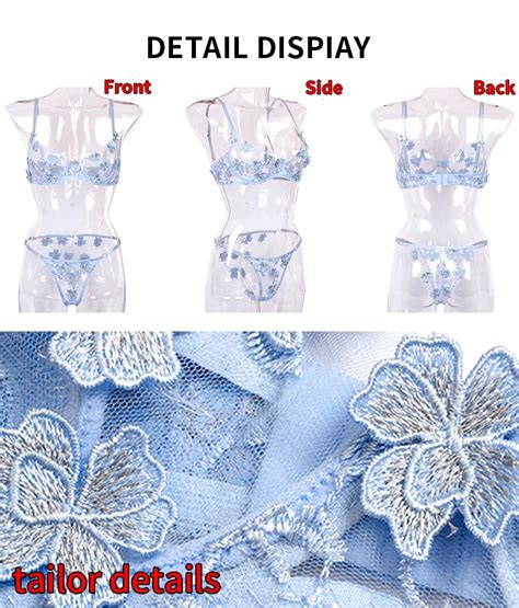 2023 New Sexy Suit Floral Embroidery Applique Mesh Sexy Push Up Bra And Panties Flower Lingerie