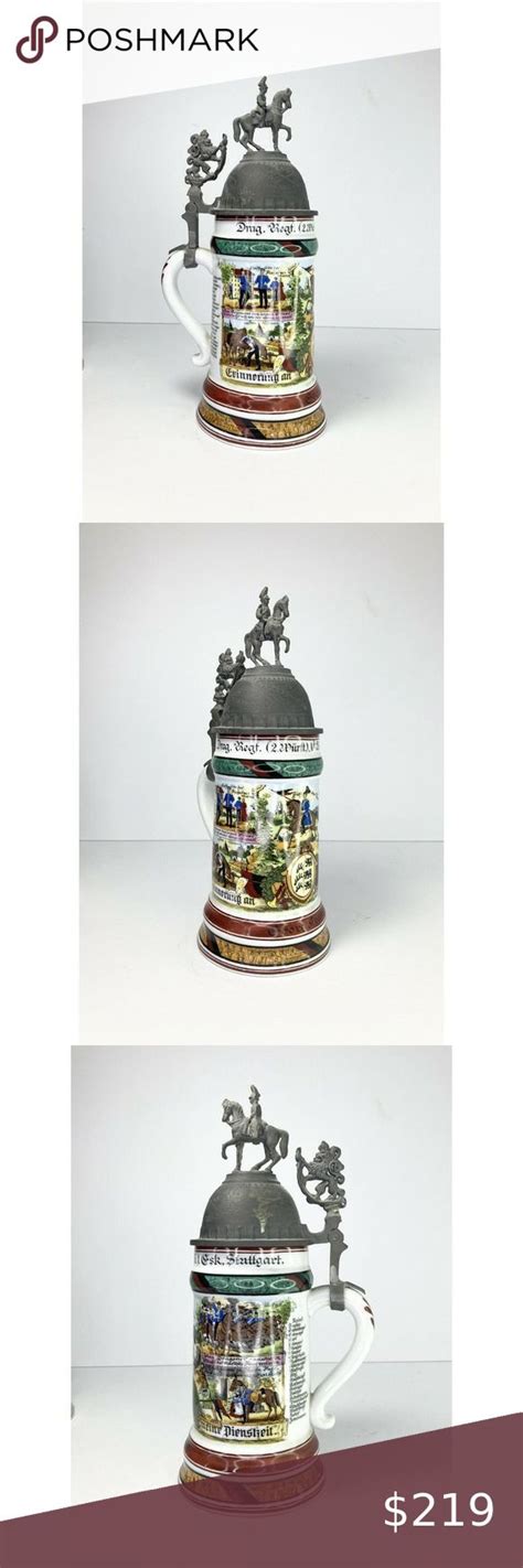 Antique Imperial German Regimental Beer Stein Georg Frank Dragoon