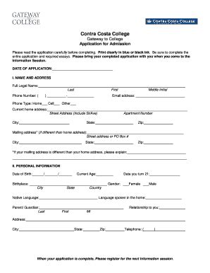 Fillable Online Contracosta Contra Costa College Form Fax Email Print