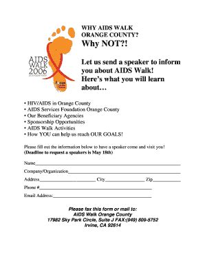 Fillable Online Aidswalk Speakerrequestform Doc Aidswalk Fax Email