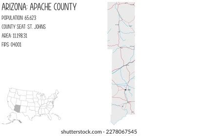 Large Detailed Map Apache County Arizona Stock Vector (Royalty Free ...