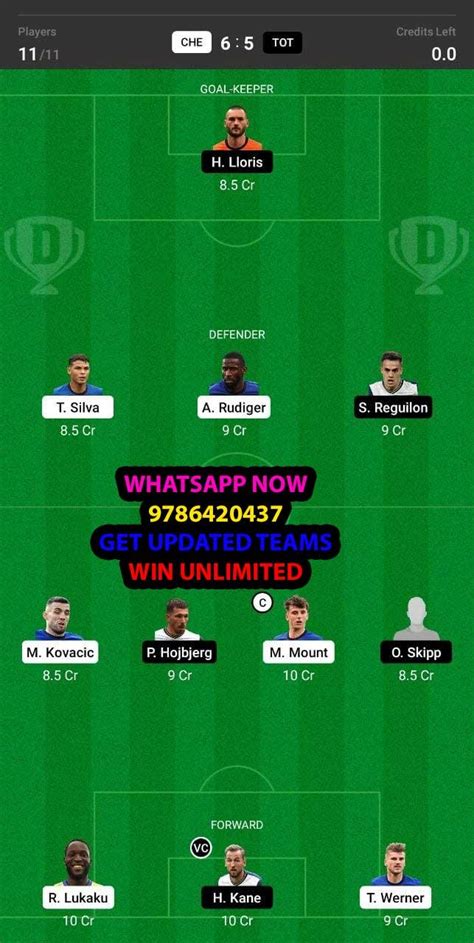 Che Vs Tot Dream11 Team Fantasy Prediction Premier League