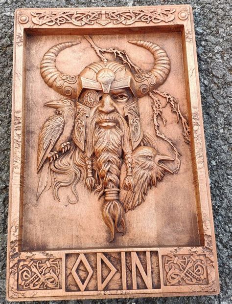 Norse God Odin Vikings Mythology Wood Carved Wall Art Home Decor